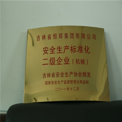 安全生產(chǎn)標準化二級企業(yè)（機械）